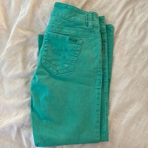 Seven turquoise capri jeans. Size 4.